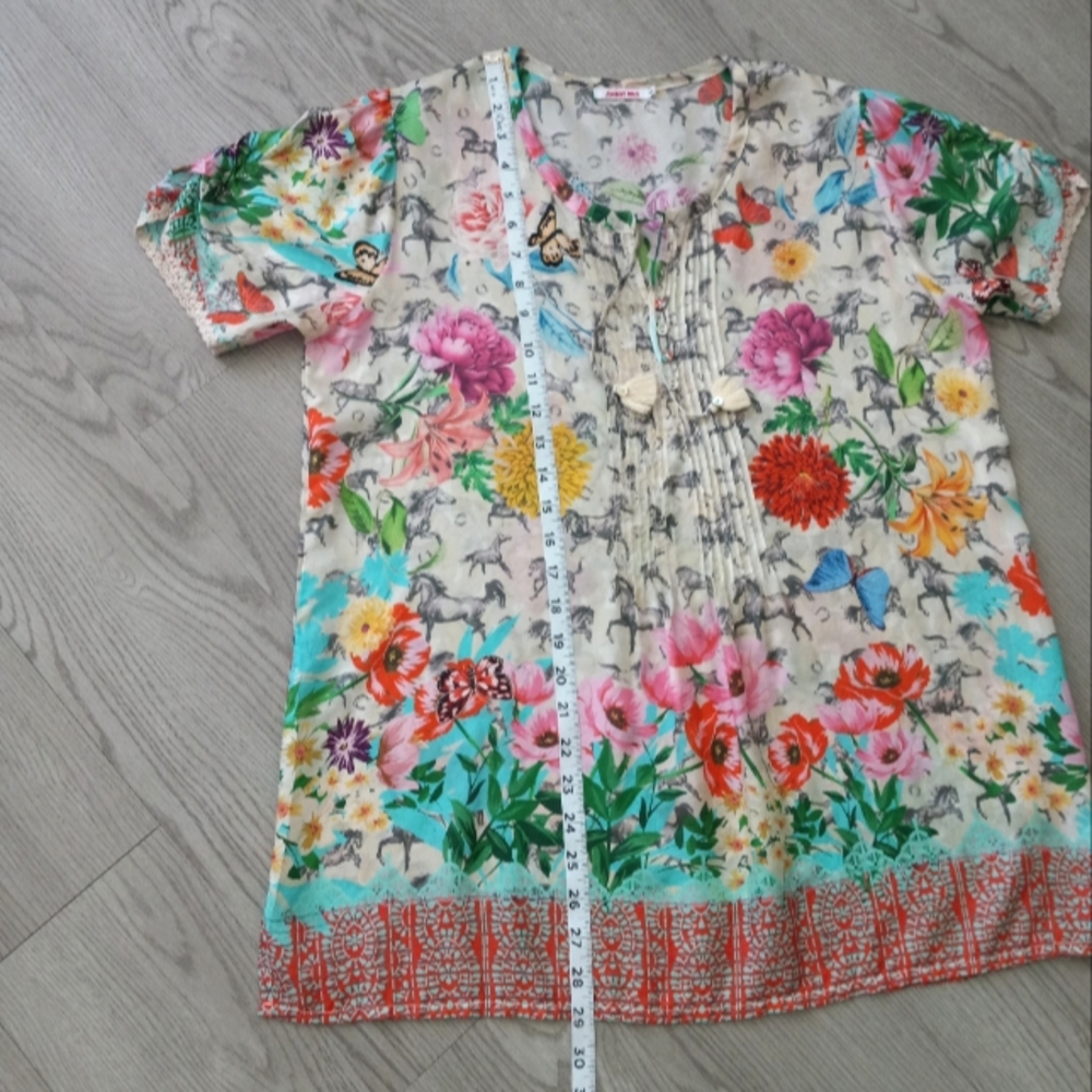 Johnny Was Lace Garden Mai Silk Tunic S - Picture 14 of 16